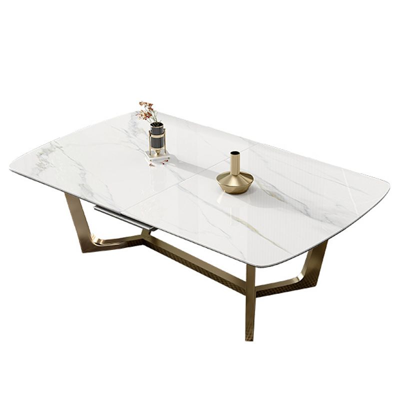 Glam 1/4/5/7 Pieces White Dining Table Set with Sintered Stone Top Scalable Dinette Set