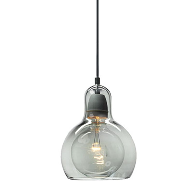 Moderne künstlerische Drum Anhänger Leichte schmiedeeisere Hanglampe mit Doppelglasschatten