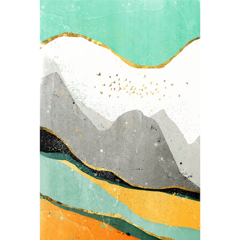 Oriental Bedroom Rug Multi Color Abstract Print Carpet Polyster Easy Care Machine Washable Rug