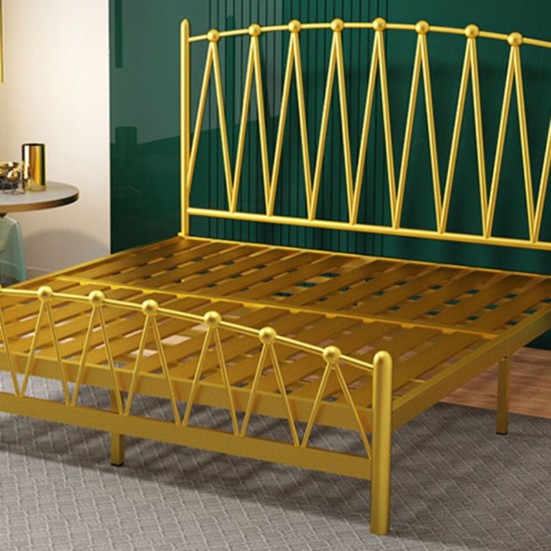 Glam Solid Color Open-Frame Bed Metal Open-Frame Bed with Metal Legs