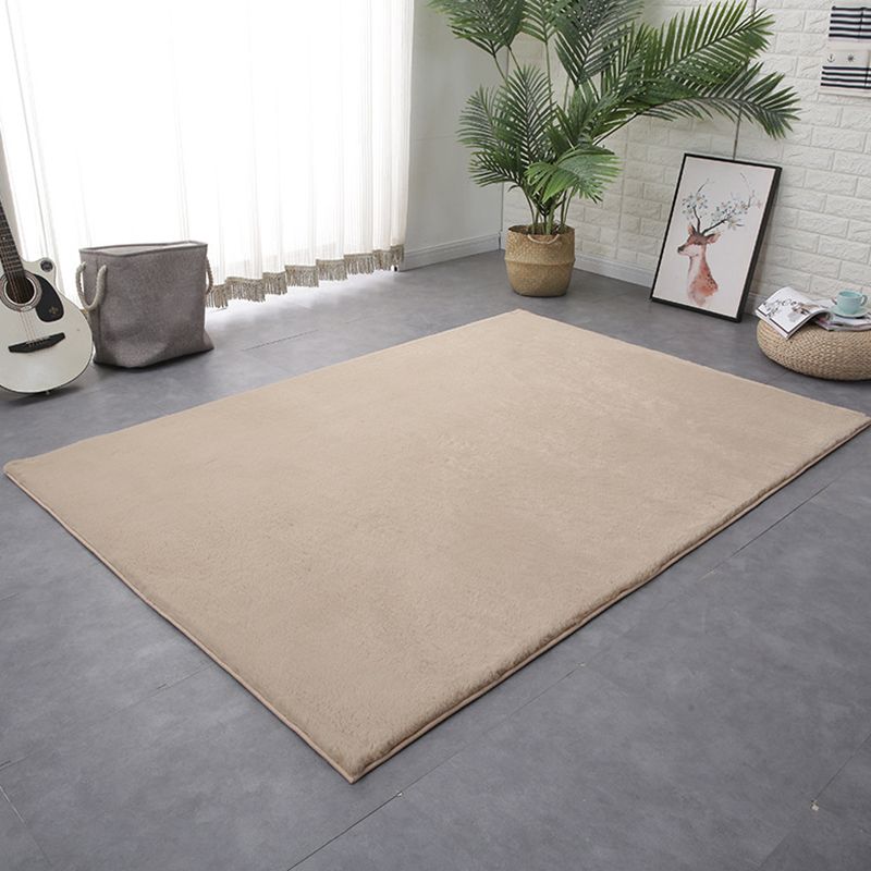 Camel Casual Rug Polyester Pure Color Rug Stain Resistant Rug for Living Room