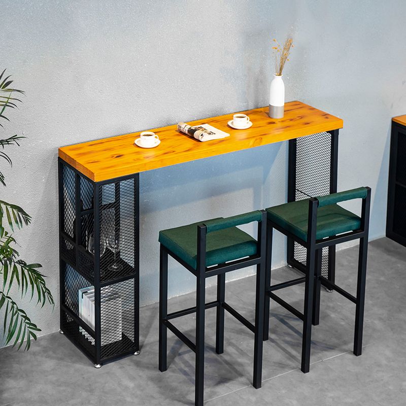 Industrial Rectangular Bar Table Set 1/3/5 Pieces Wooden Counter Table with Armless Stools