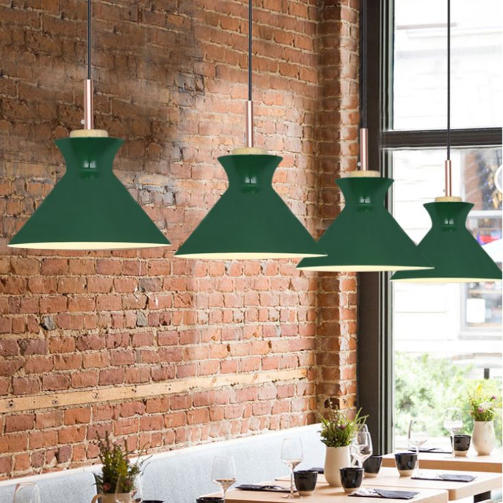 Lampada a sospensione verde a bulbina singola Metal Geometric Luce sospesa per sala da pranzo