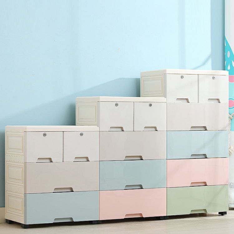 Contemporary Storage Cabinet with Legs Plastic Non-Hanging Armoire