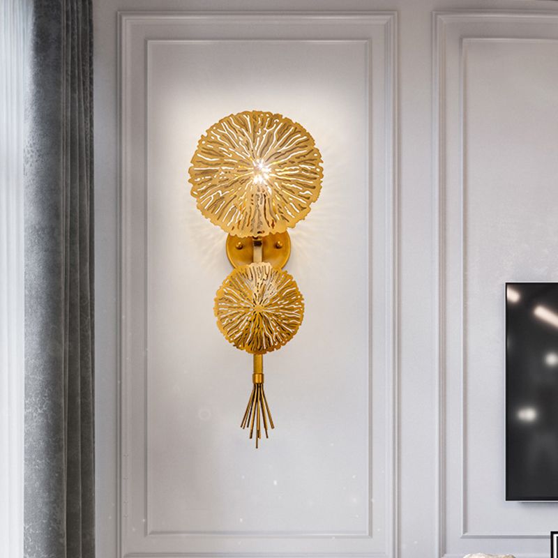 Cirkelvormige wandverlichting eigentijds metaal 1 lamp gouden sconce verlichtingsarmatuur voor woonkamer