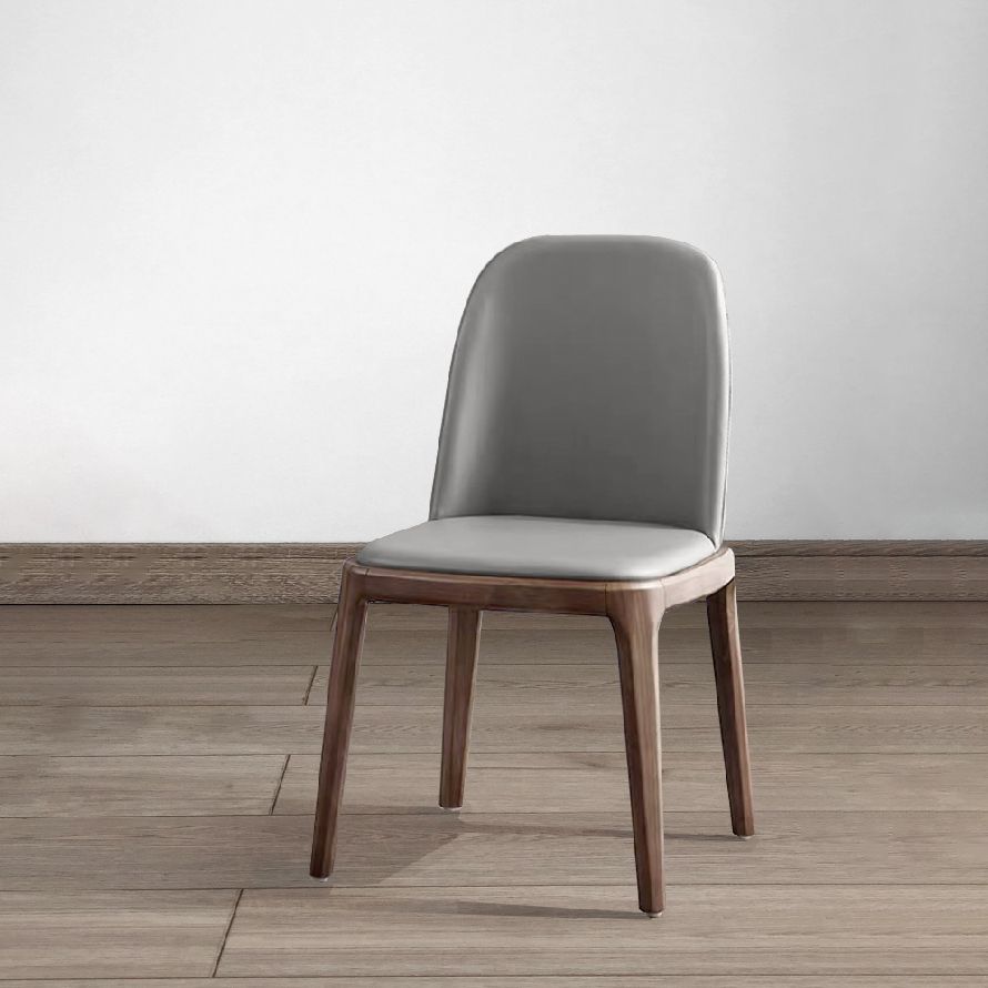 Chaise d'appoint industrielle en cuir de frêne, finition mate, chaise de salle à manger Parsons (Ensemble de 2)