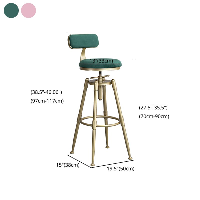 Glam Style Upholstered Bar Stools for Home Armless Stools with Metal Base