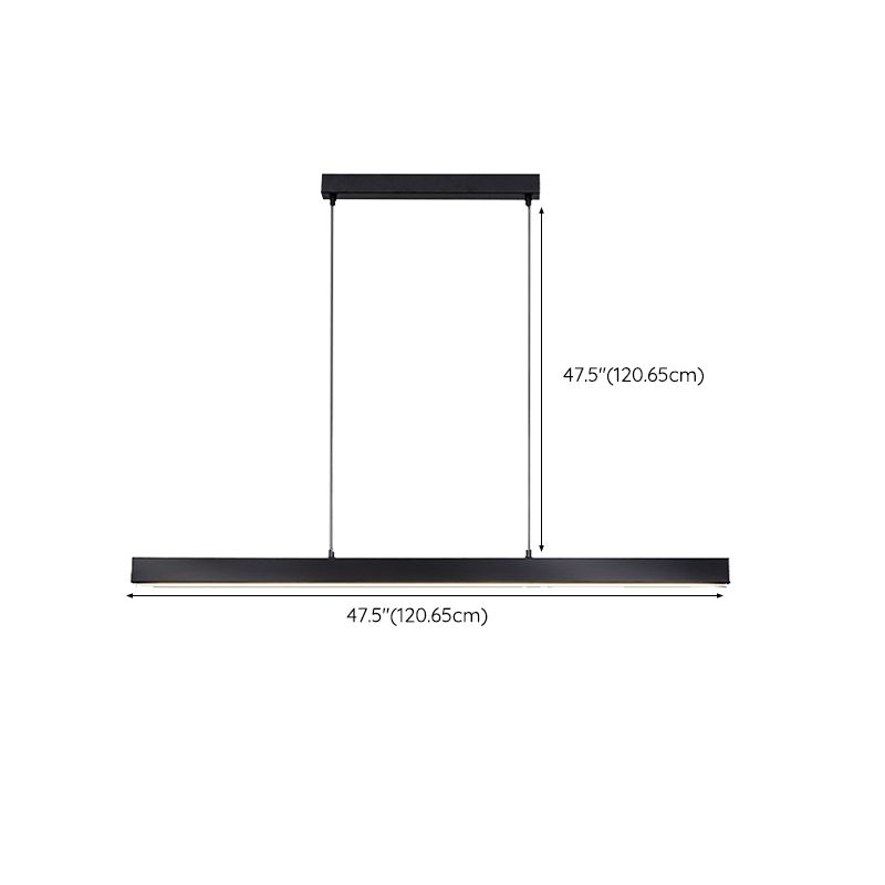 Line Shape Hanging Island Lights Modern Hanging Light Fixture in Black for Dining Room