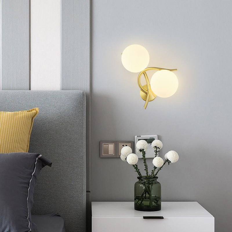 Modern Style Ball Shape Flush Mount 2-Light Glass Ceiling Light for Bedroom