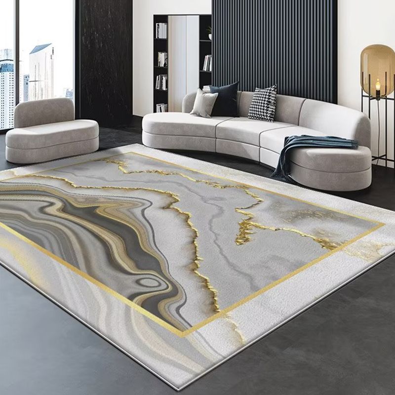 Gorgeous Graphic Rug Polyester Brown Rug Stain Resistant Rug for Drawing Room