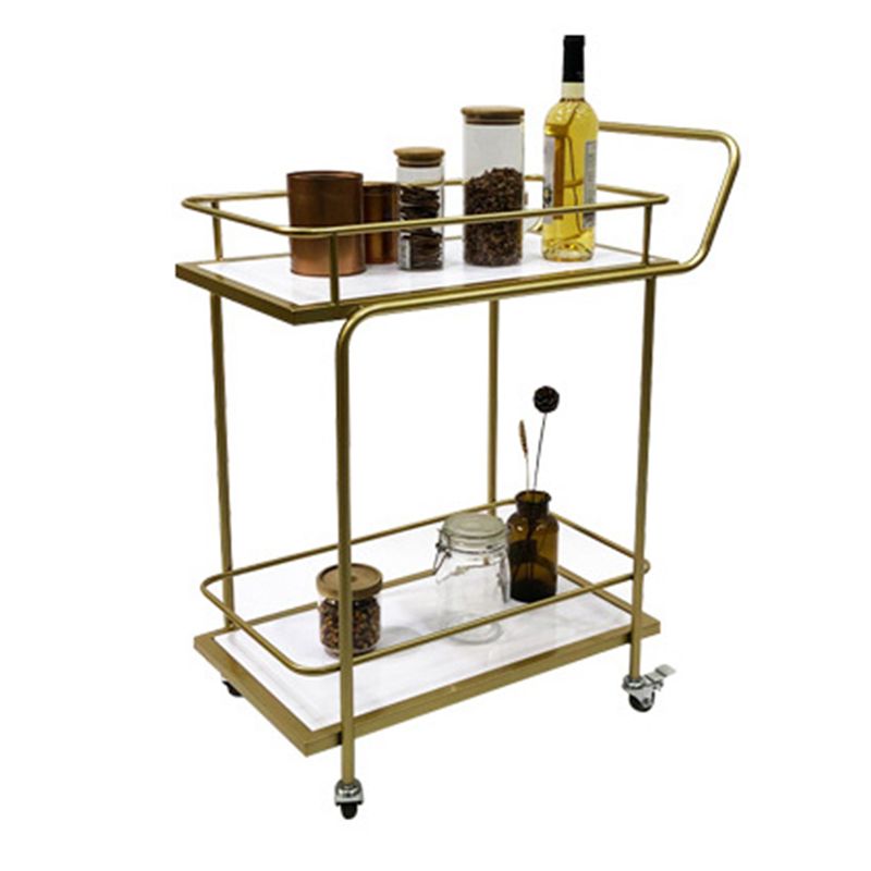 Modern Home Dining Prep Table 23.6"L Open Storage Rectangular Rolling Prep Table