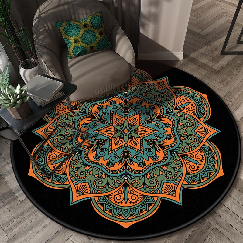 Glamorous Layered Flower Pattern Rug Multi-Colored Moroccan Rug Polypropylene Stain Resistant Anti-Slip Backing Machine Washable Carpet for Home