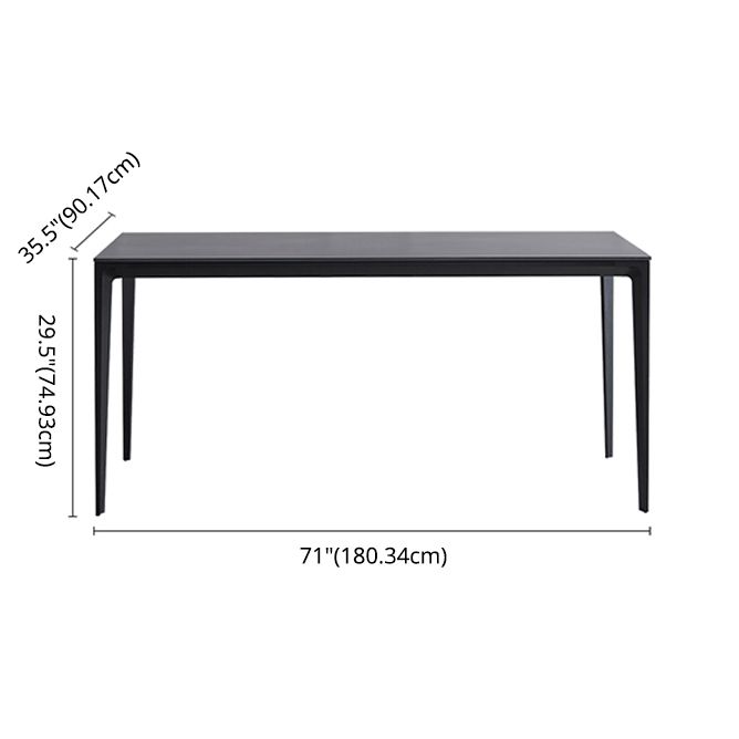 Modern Style Traditional Height Dining Set with Fixed Rectangle Shape Table and 4 Black Legs Base