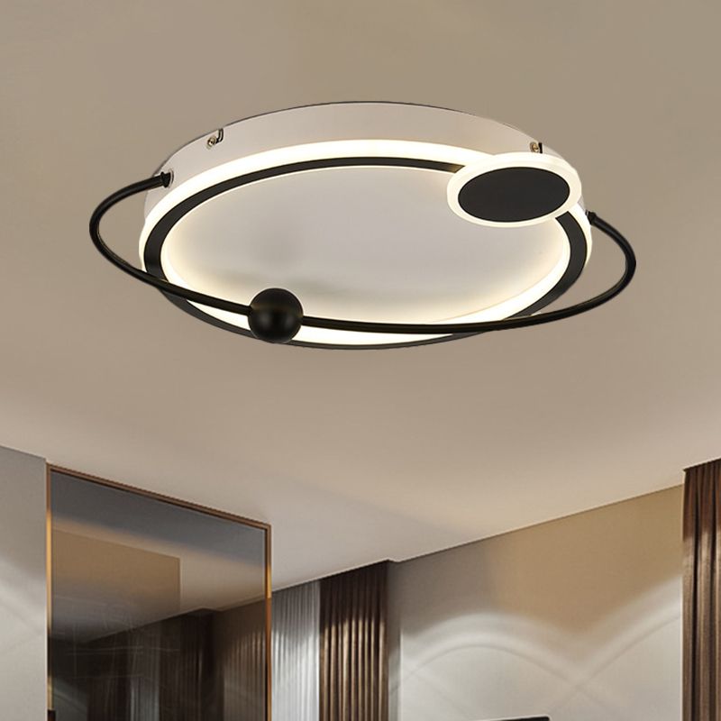 Metal Round Ceiling Mount Contemporary Gold/Black LED Flush Lighting in Warm/White Light, 19"/23.5" Dia