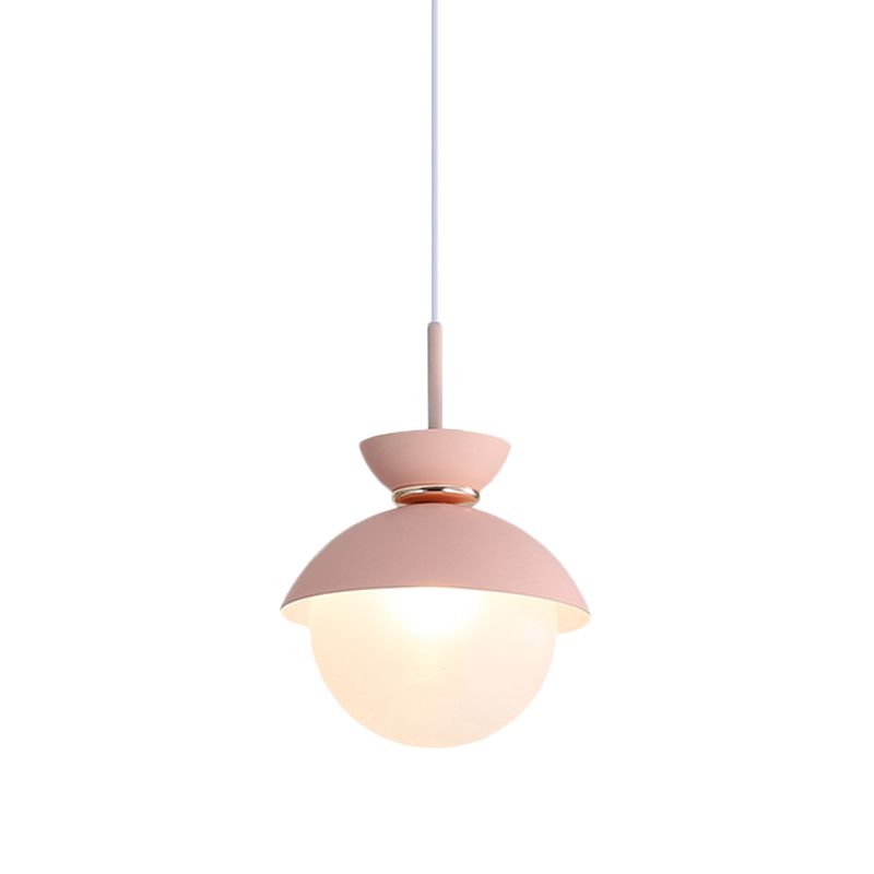 Flared Pendant Lighting Macaron Metal 1 Light Gray/Blue/Pink Hanging Ceiling Light for Dining Room