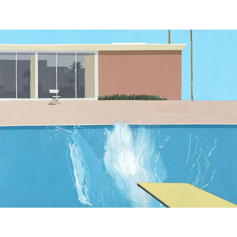 Custom Illustration Artistic Murals with A Bigger Splash Painting in Blue and Brown