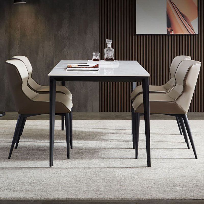 Leather Dining Side Chair Contemporary Style Wingback Parsons Arm Chairs