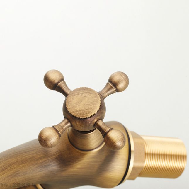 Vintage Wide Spread Bathroom Faucet Industrial Cross Handles Lavatory Faucet