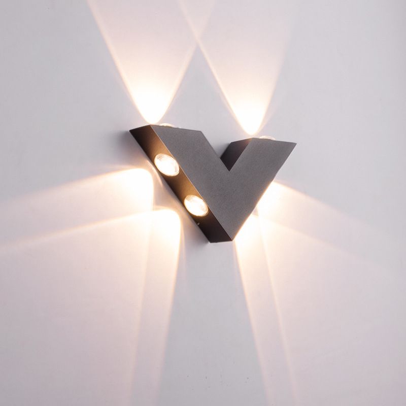 V-Shaped Metal Wall Lighting Modern Style 6 Lights  Wall Mounted Lighting in Black