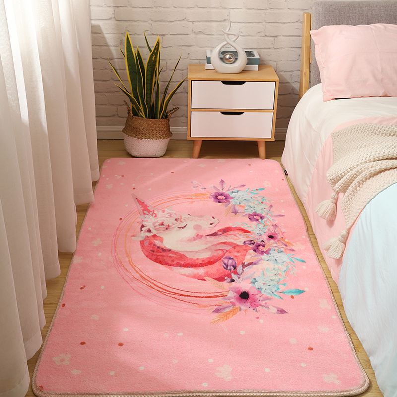 Contemporary Flamingos Print Carpet Polyester Area Rug Non-Slip Backing Indoor Carpet for Bedroom