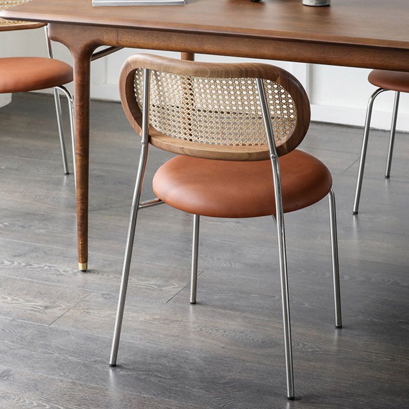 Faux Leather Side Chair Nordic Open Back Side Chair for Home