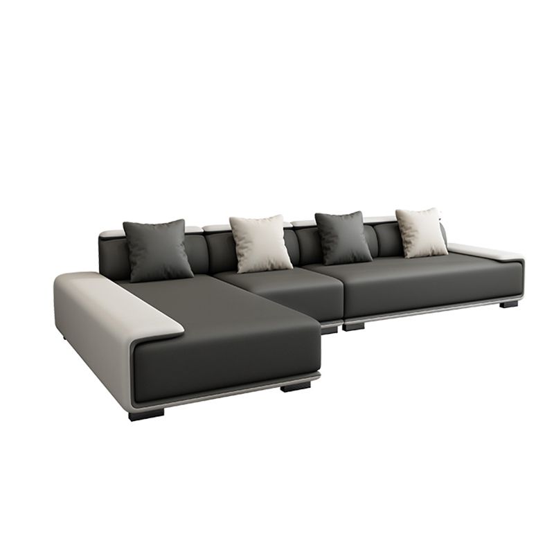 Contemporary Modular L-Shape Sectional with Pillowed Back Cushions