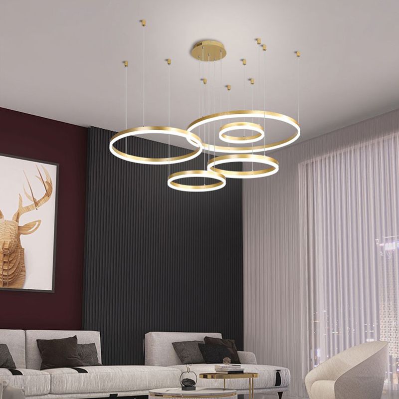 Modern Wrought Iron Hanging Ceiling Lights Tiered Pendant Chandelier for Living Room