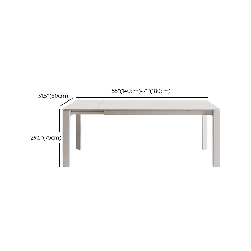 Modern Style 1/3/4/5/7 Pieces Dining Table Rectangle Stone Extendable Furniture in White