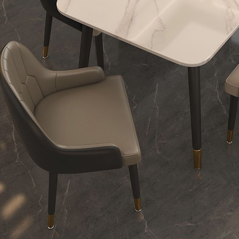 Glossy White Dining Table Set 1/5/7 Pieces Glam Dinette Set for Kitchen