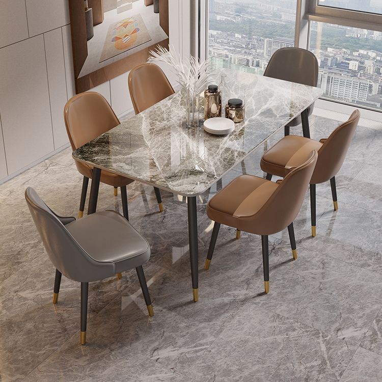 Rectangle Dining Table Set 1/2/5/7 Pieces Modern Indoor Dinette Set in Grey