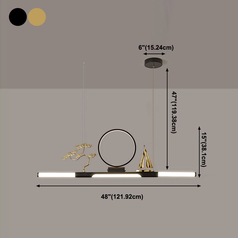 Modernas luces colgantes de la sala de té lineal de la isla de metal lámparas