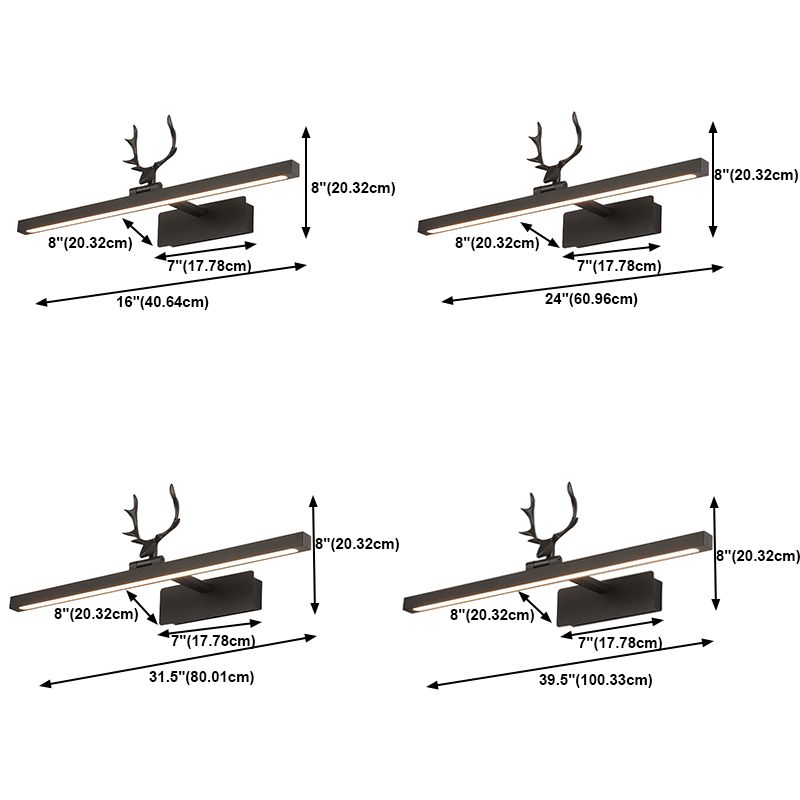 Lineaire vorm Metalen wand SCONCE Moderne stijl 1- Lichte spiegelwandgemonteerd licht in zwart