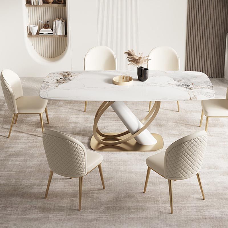 Glam Dining Furniture Set 1/4/5/6/7 Pcs Sintered Stone Dining Table and Chairs