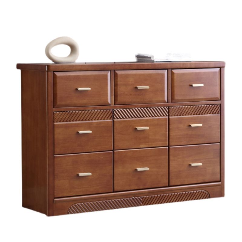 Glam Rubber Wood Storage Chest Home Horizontal Chest with 9 Drawers