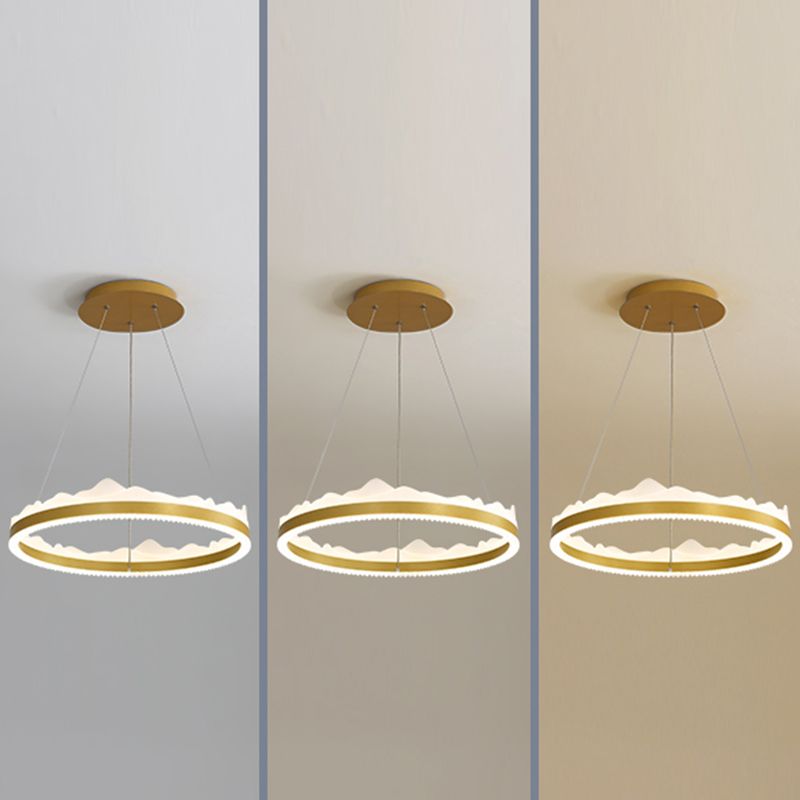 Circle Metal Pendant Light Fixture Modern Style Single Light Hanging Light Fixture