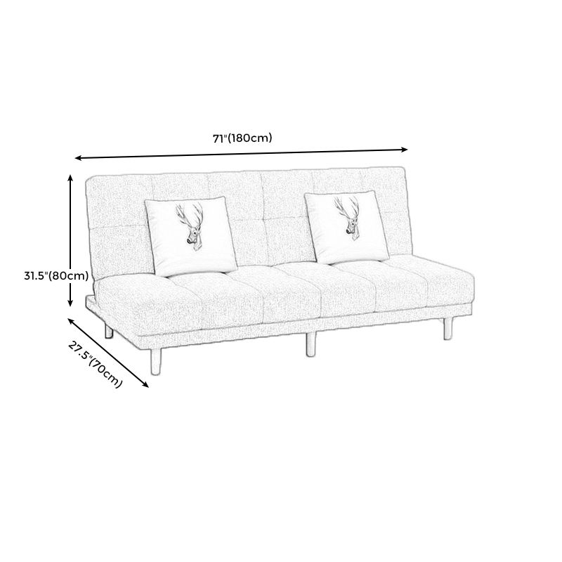 Scandinavian Biscuit Back Settee Armless Faux Leather/Cotton Blend Couch