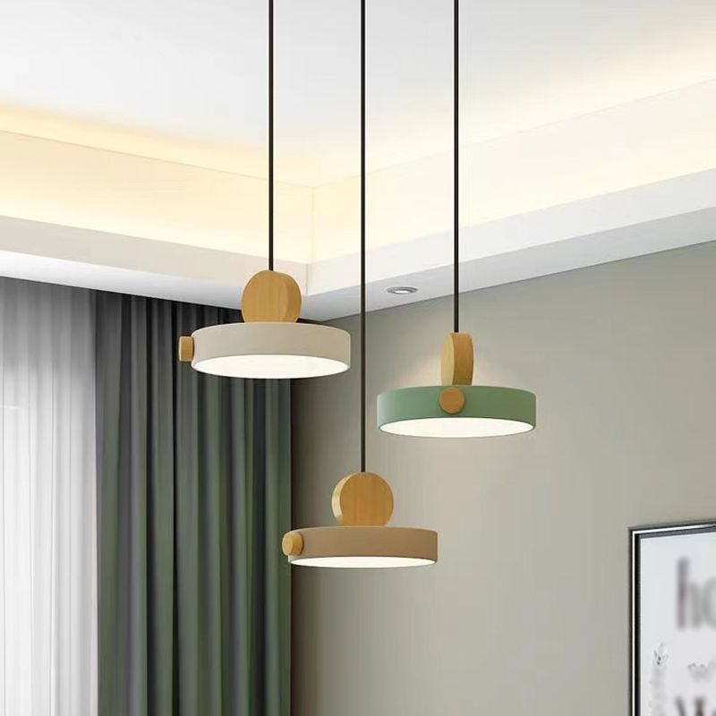 Modern Style Round Down Lighting Wood Multi Lights Hanging Ceiling Lights