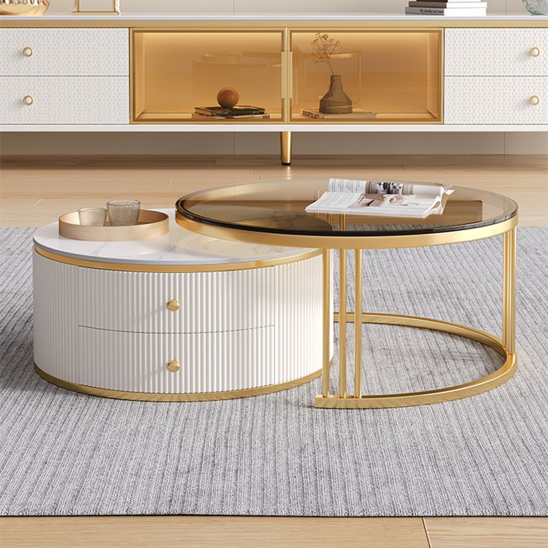 Slate Nesting Coffee Table Set Glam Coffee Table Set with Storage