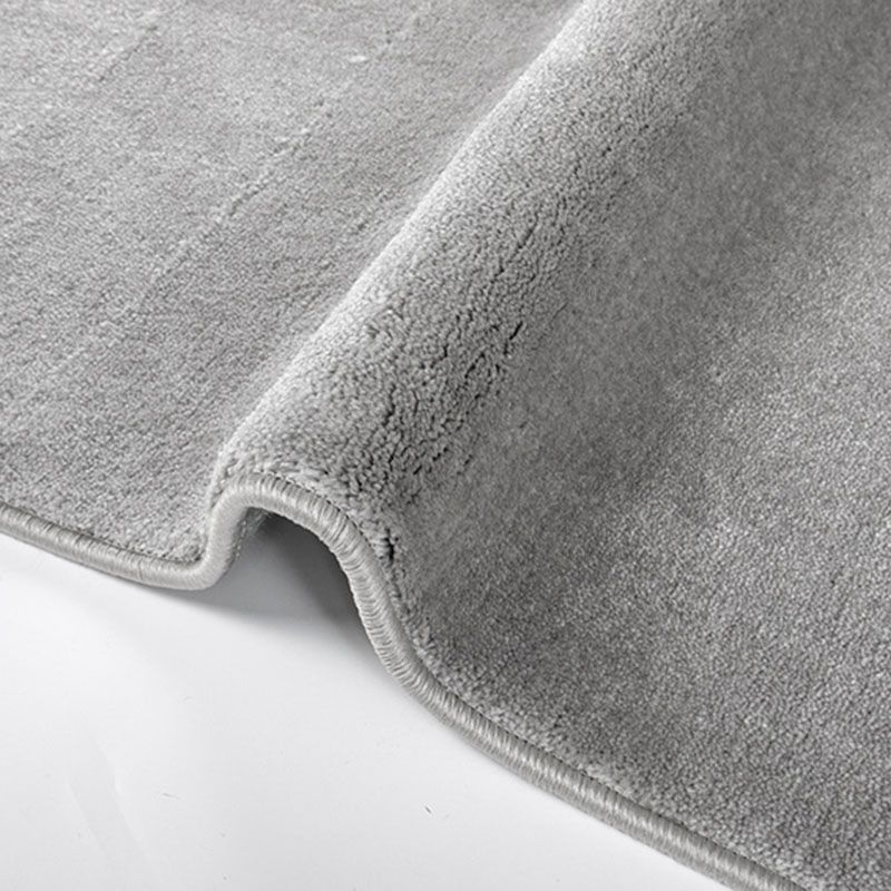 Grey Living Room Area Carpet Solid Color Polyester Area Rug Stain Resistant Easy Care Rug