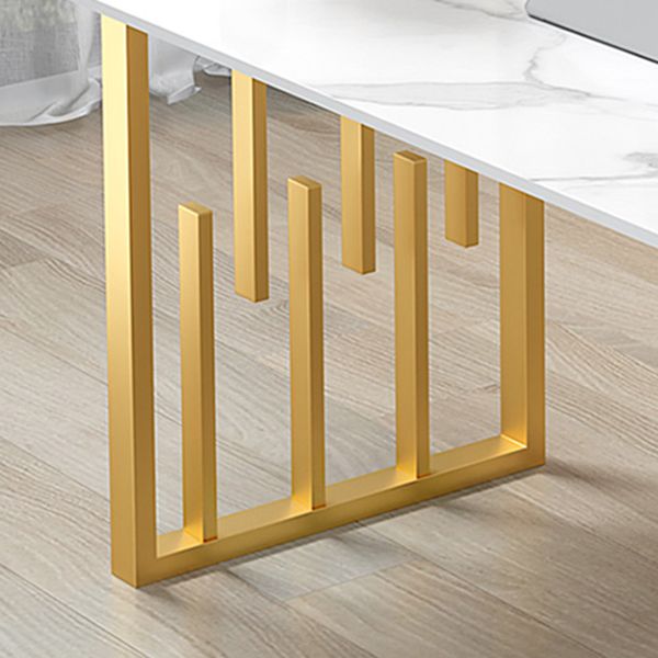 Traditional Luxury Dining Table Metal Double Pedestal Rectangle Counter Dining Table