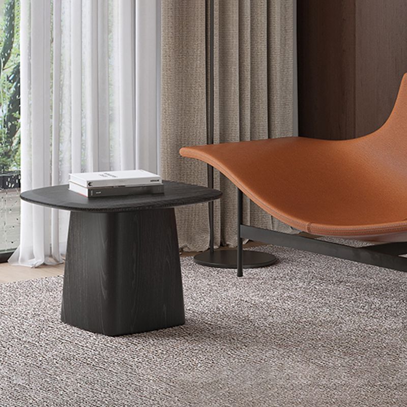 Pedestal Coffee Table Black Solid Wood Coffee Cocktail Table