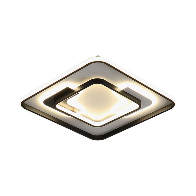 Schwarze, superdünne Unterputzbeleuchtung, moderne Acryl-LED-Deckenleuchte in runder/quadratischer/rechteckiger Form mit warmem/weißem Licht