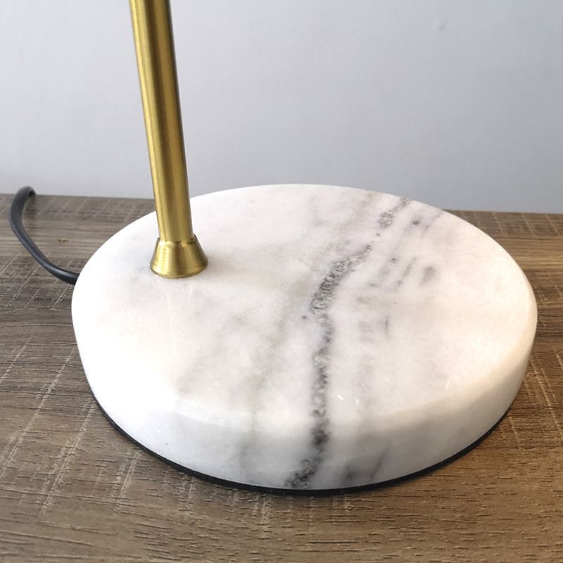 Modern Minimalist Marble Base Table Lamp Cylindrical Iron Shade Bedroom Lighting Fixture