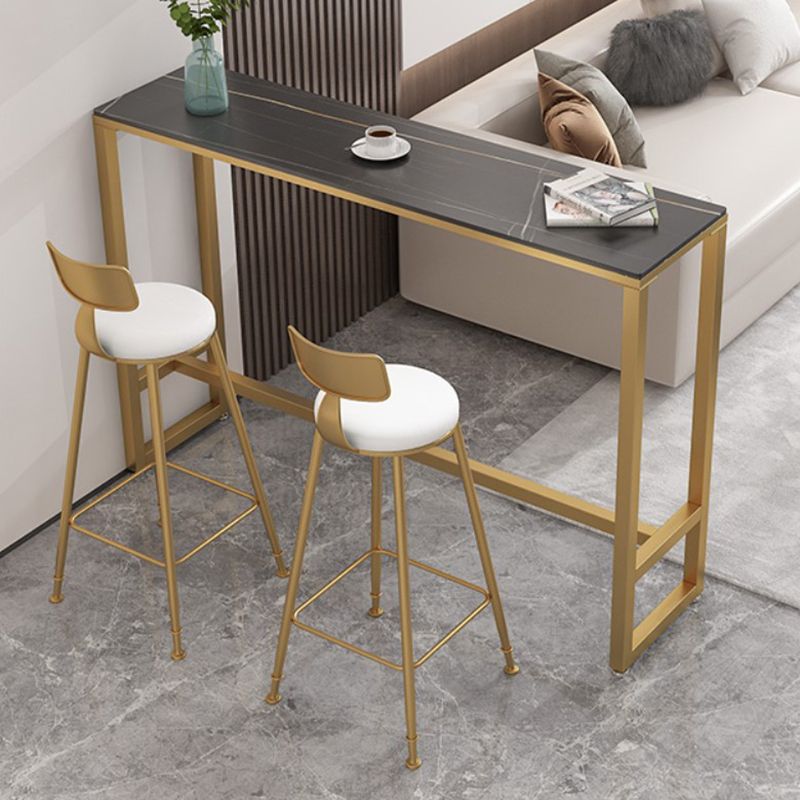 Contemporary Bar Table 42-inch Height Stone Top Bistro Table with Pedal