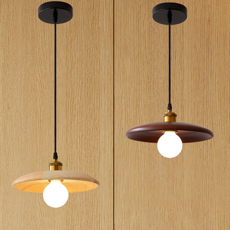Pot Cover Shade Hanging Lighting Modern Style Bois massif 1 pendentif léger pour séjour à domicile