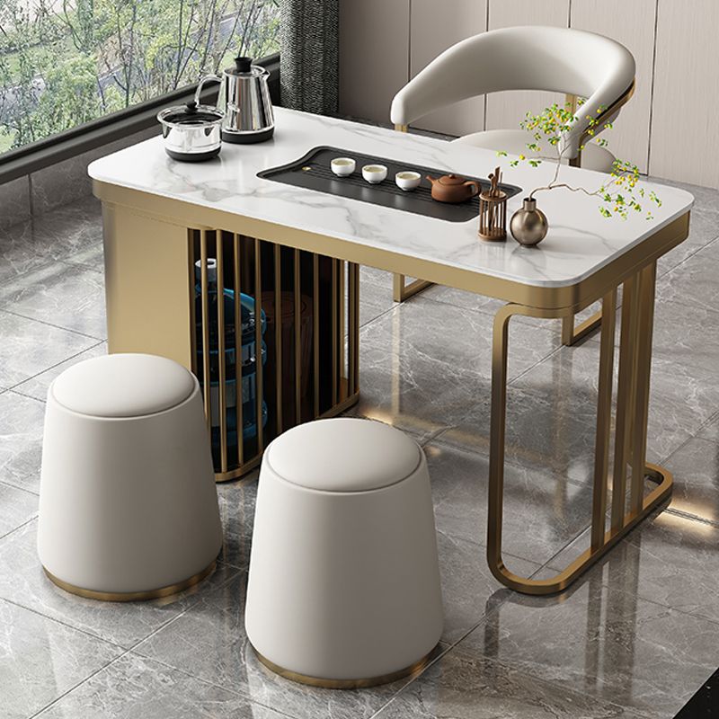 Modern Backrest Armrest Cushion Chair with Metal Base for Dining Room