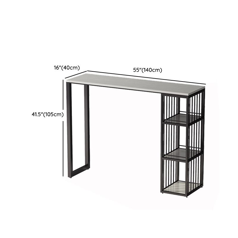 Rectangle Bar Pub Table Set 1/3 Pcs Black Iron Frame Bar Table and Upholstered Stools