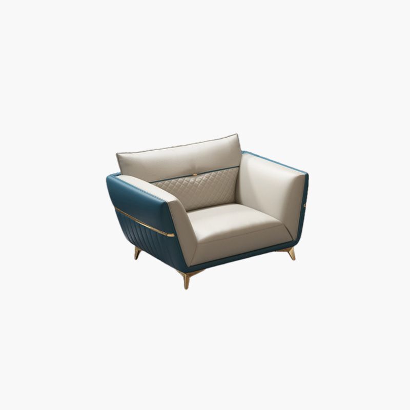 Contemporary Stain-Resistant Genuine Leather Square Arm Sofa & Chaise