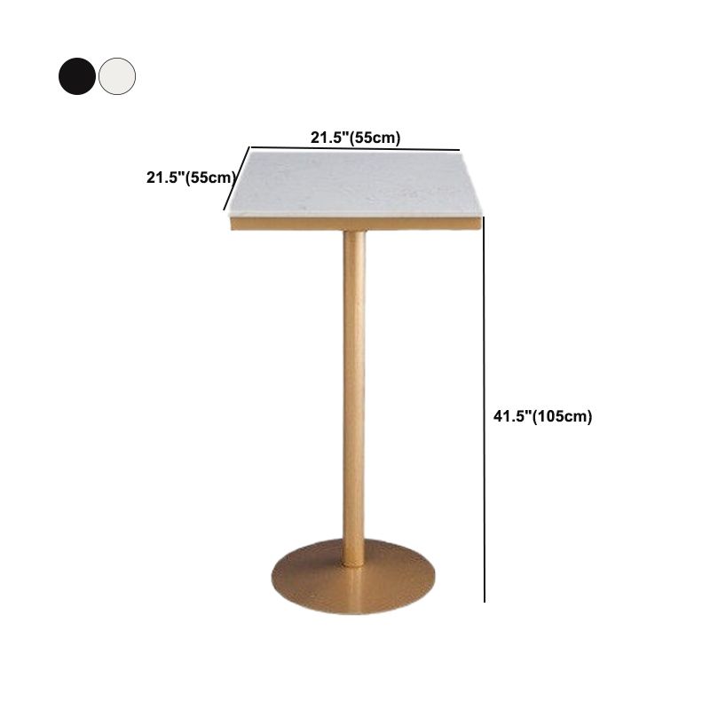 Glam Style Bar Table Faux Marble Bar Dining Table with Pedestal Base