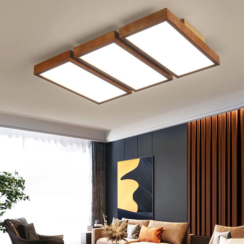 Modern Ceiling Lamp Wooden Flush Mount Light Fixture for Bedroom